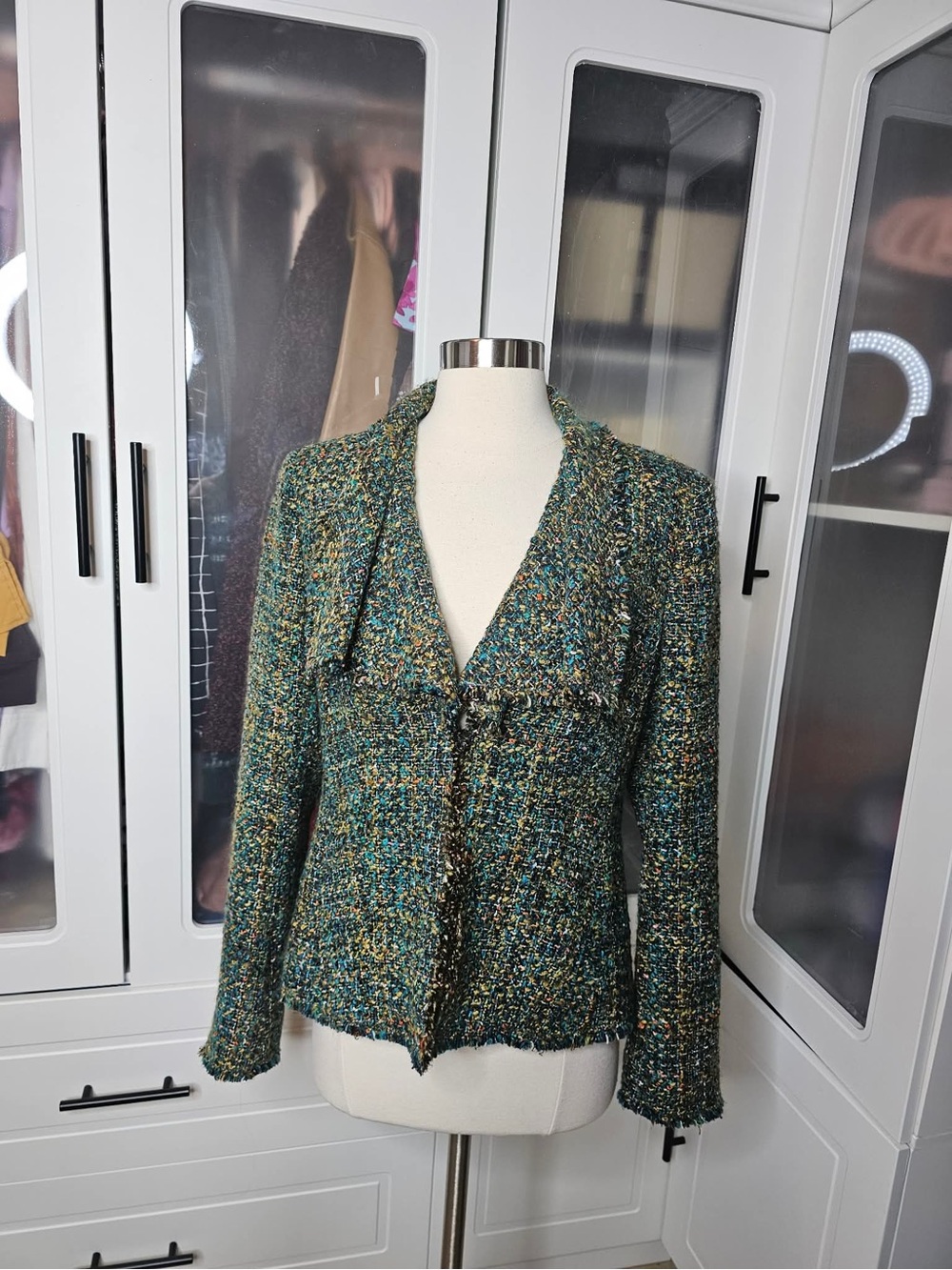 Lafayette 148 New York Multicolor Tweed Blazer — Green Mix
